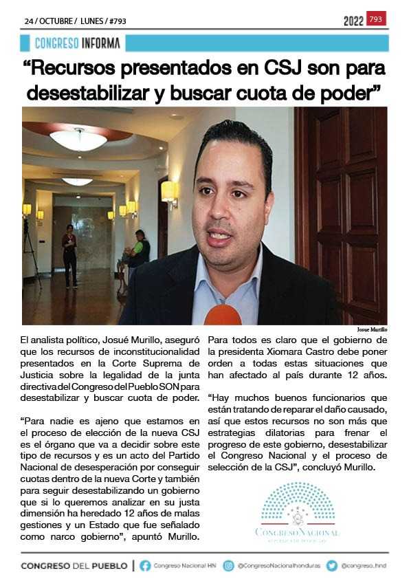 “Recursos presentados en CSJ son para desestabilizar y buscar cuota de poder”